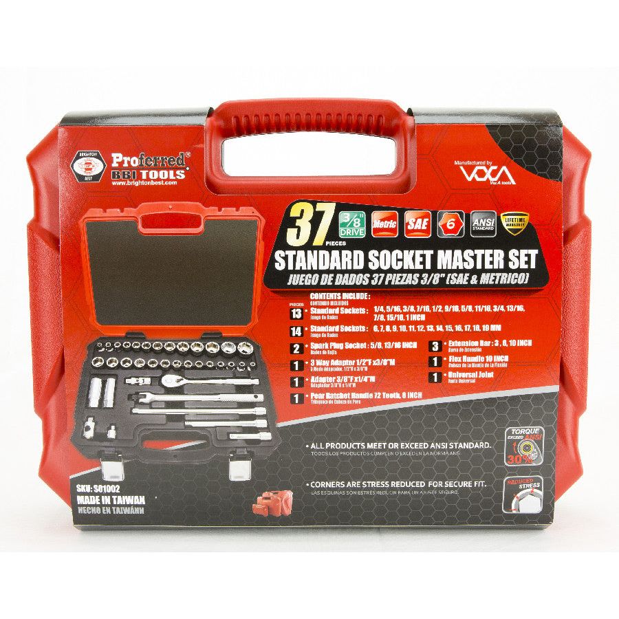 BBI - Proferred Socket Master Set 3/8" Drive 37 Piece SAE & Metric) SAE & Metric | S01002
