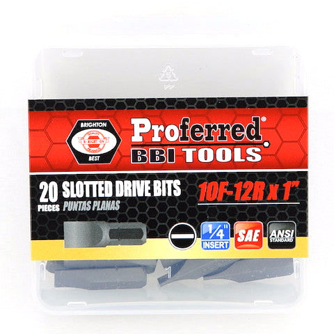 BBI - Slotted Drive Bits 10f-12r.1".1/4" Hex Shank | T52008